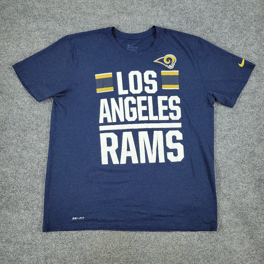 Los Angeles Rams Shirt Men's XL Blue Nike Dri-Fit NFL Football Short Sleeve Logo